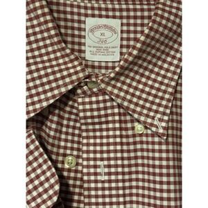 Brooks Brother's XL Long Sleeve Gingham Check Red  Dress Shirt (Z)